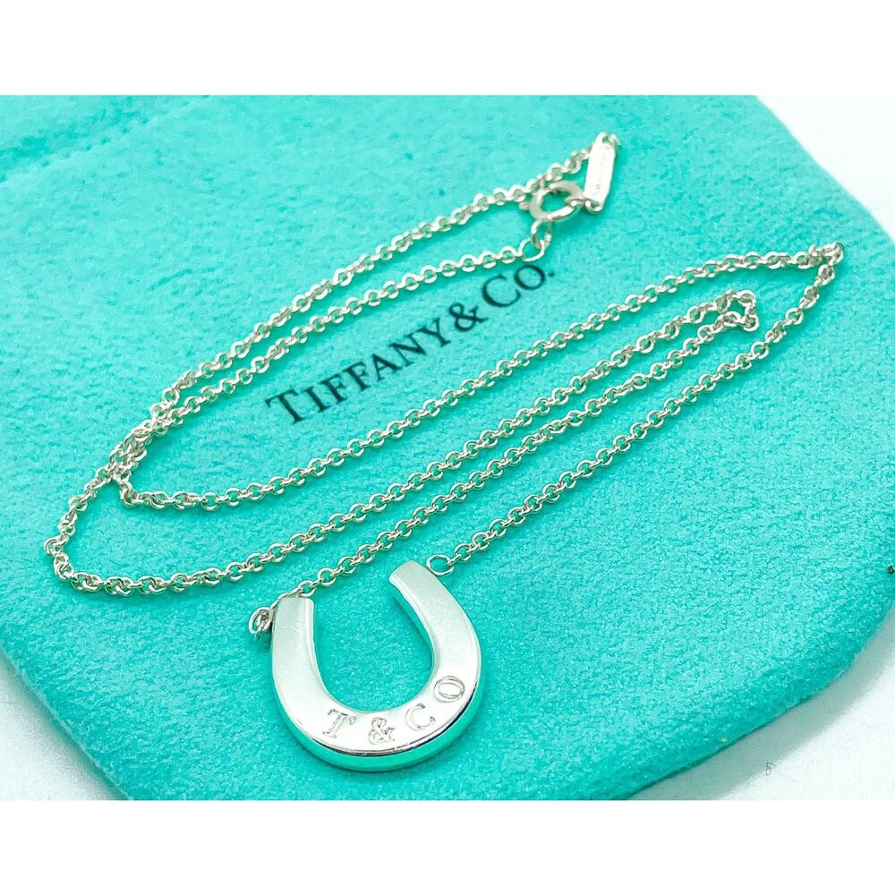 Tiffany & Co. Lucky Horseshoe Pendant Necklace Sterling Silver 15.5” - Picture 2 of 12